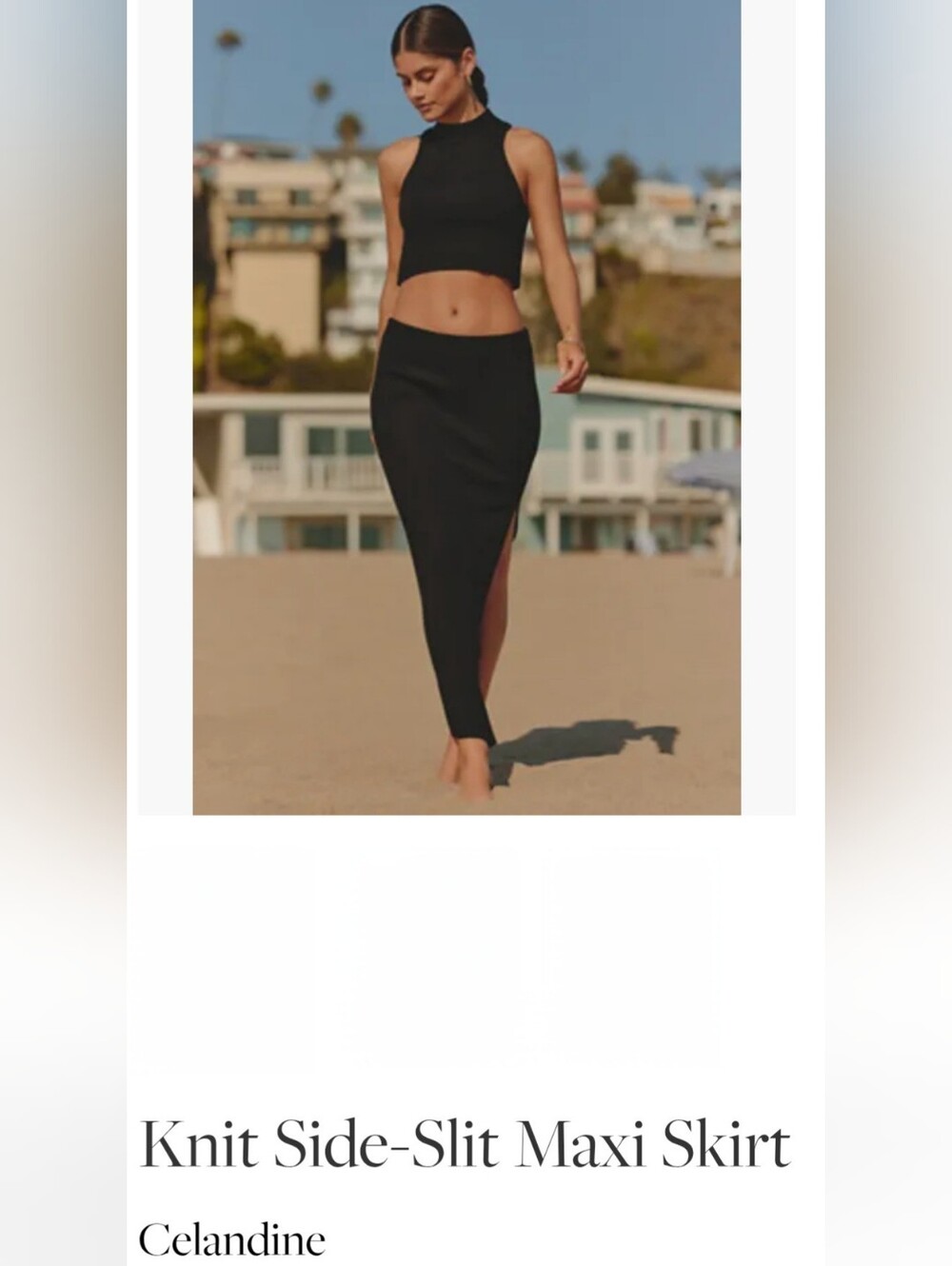 Celandine Knit Side Slit Maxi Skirt. Black Women's XL Summer Date Night Beach